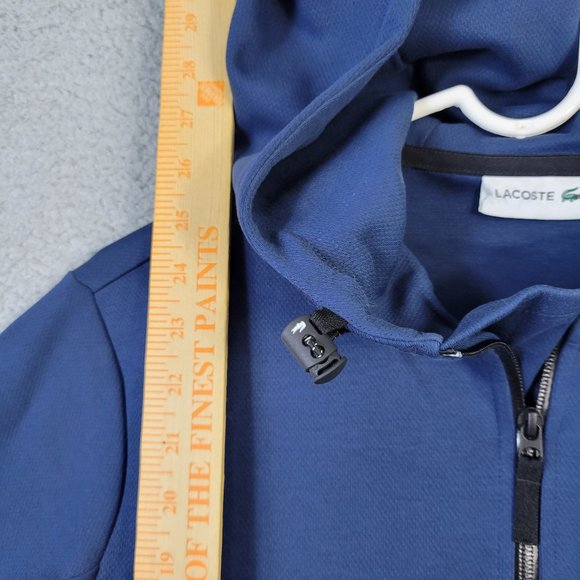 Lacoste 1/4 Zip Hoodie Men's Size S Drawstring Waist Pockets Hooded Blue - Picture 12 of 15